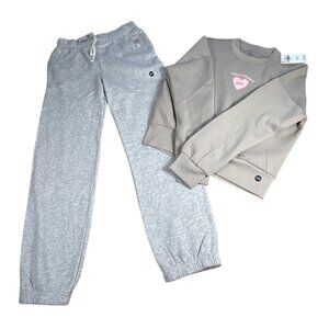 NEW Abercrombie Kids 2 Pc Set Sweatshirt Jogger Sz 13/14 Gray Taupe Soft Lounge